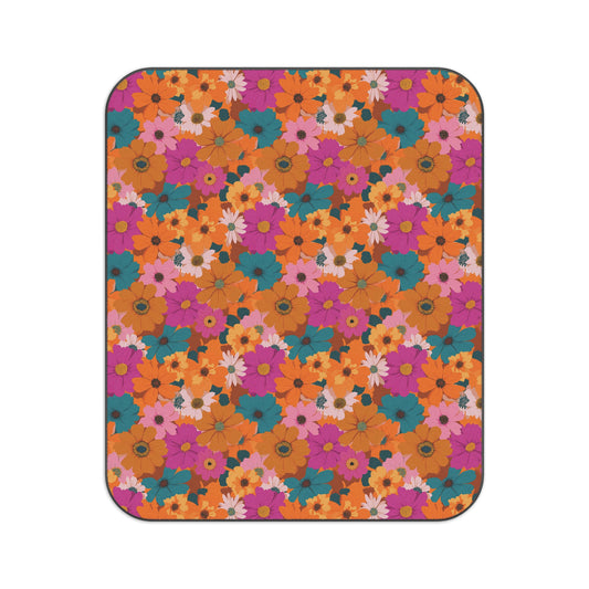 Retro Teal Pink Picnic Blanket