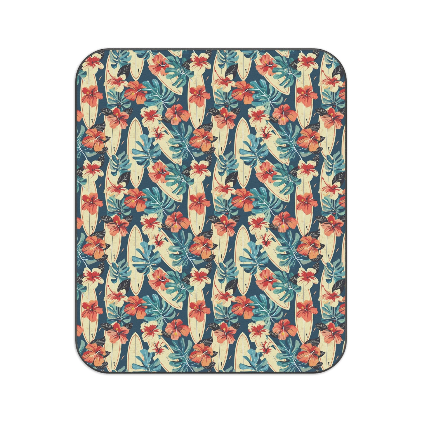 Tropical Surfboards & Hibiscus Picnic Blanket
