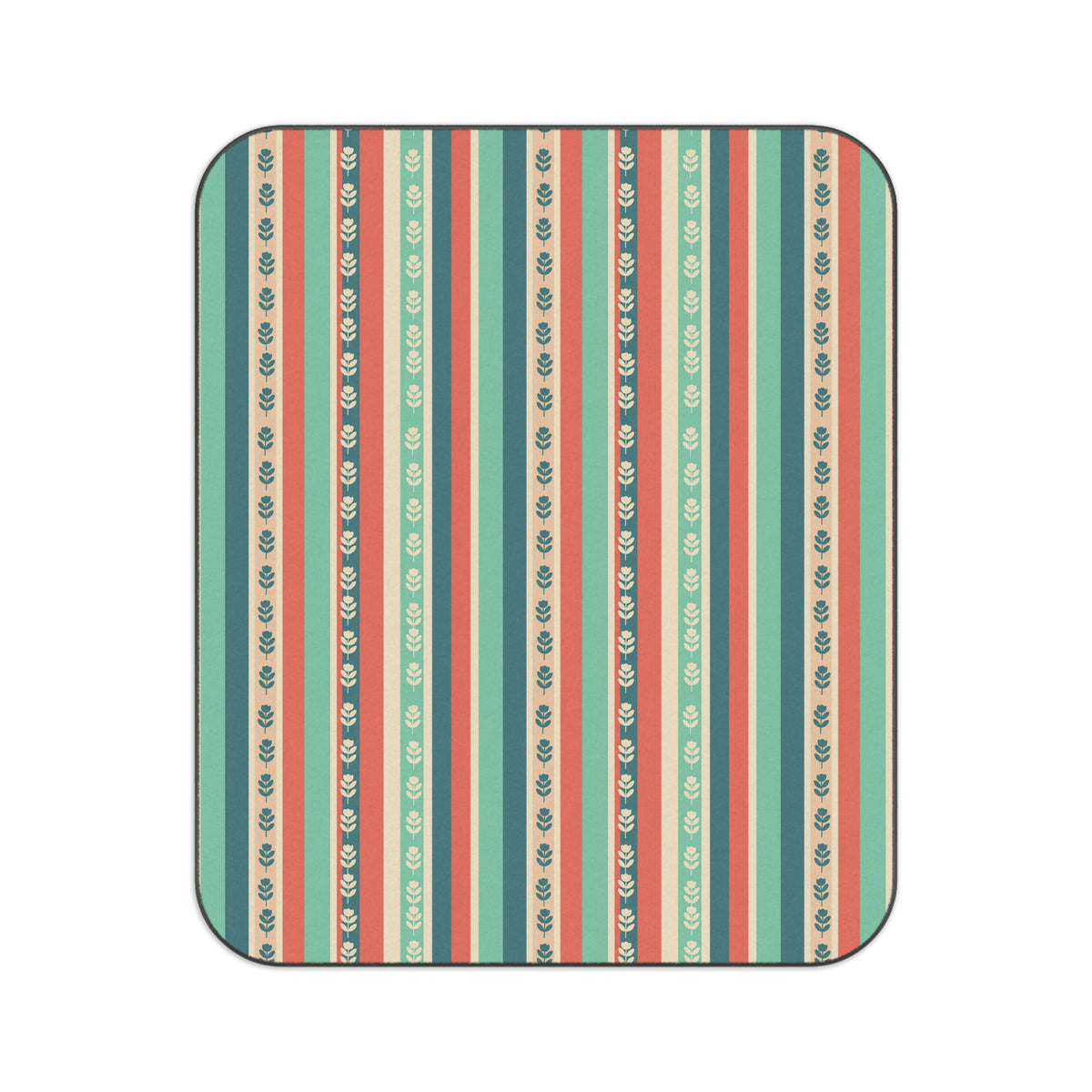 Teal Coral Stripe Picnic Blanket