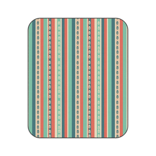 Teal Coral Stripe Picnic Blanket