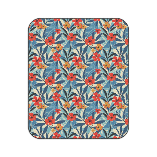 Tropical Hibiscus Picnic Blanket