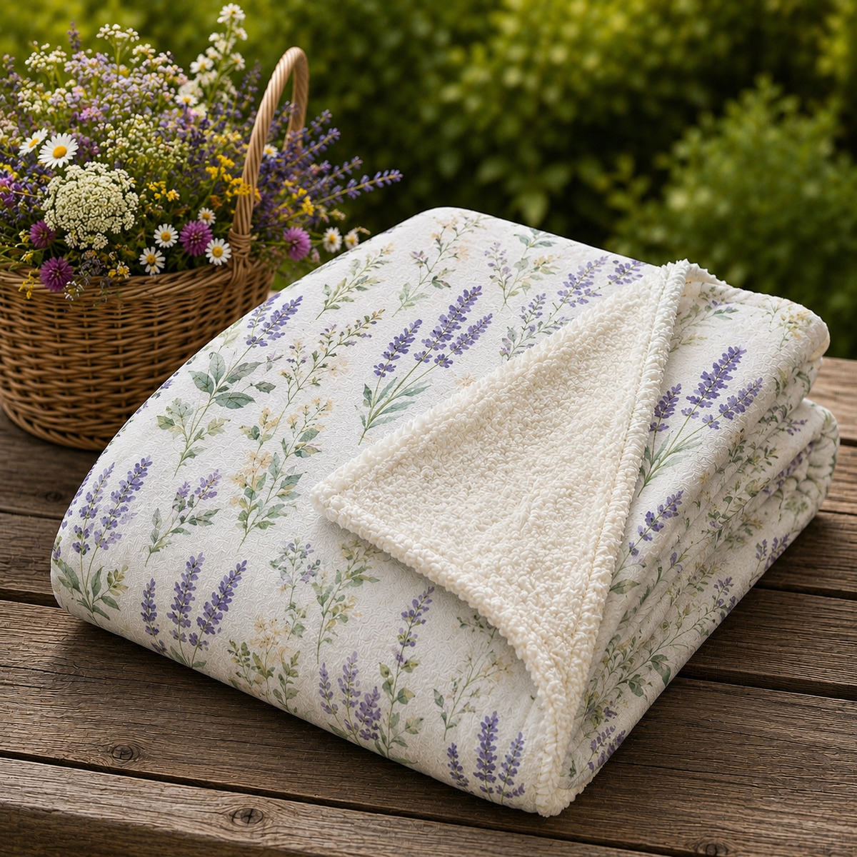 Lavender Fields Sherpa Throw