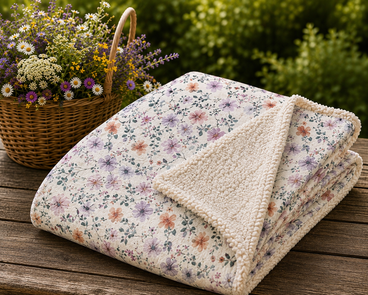Sweet Blooms Sherpa Throw