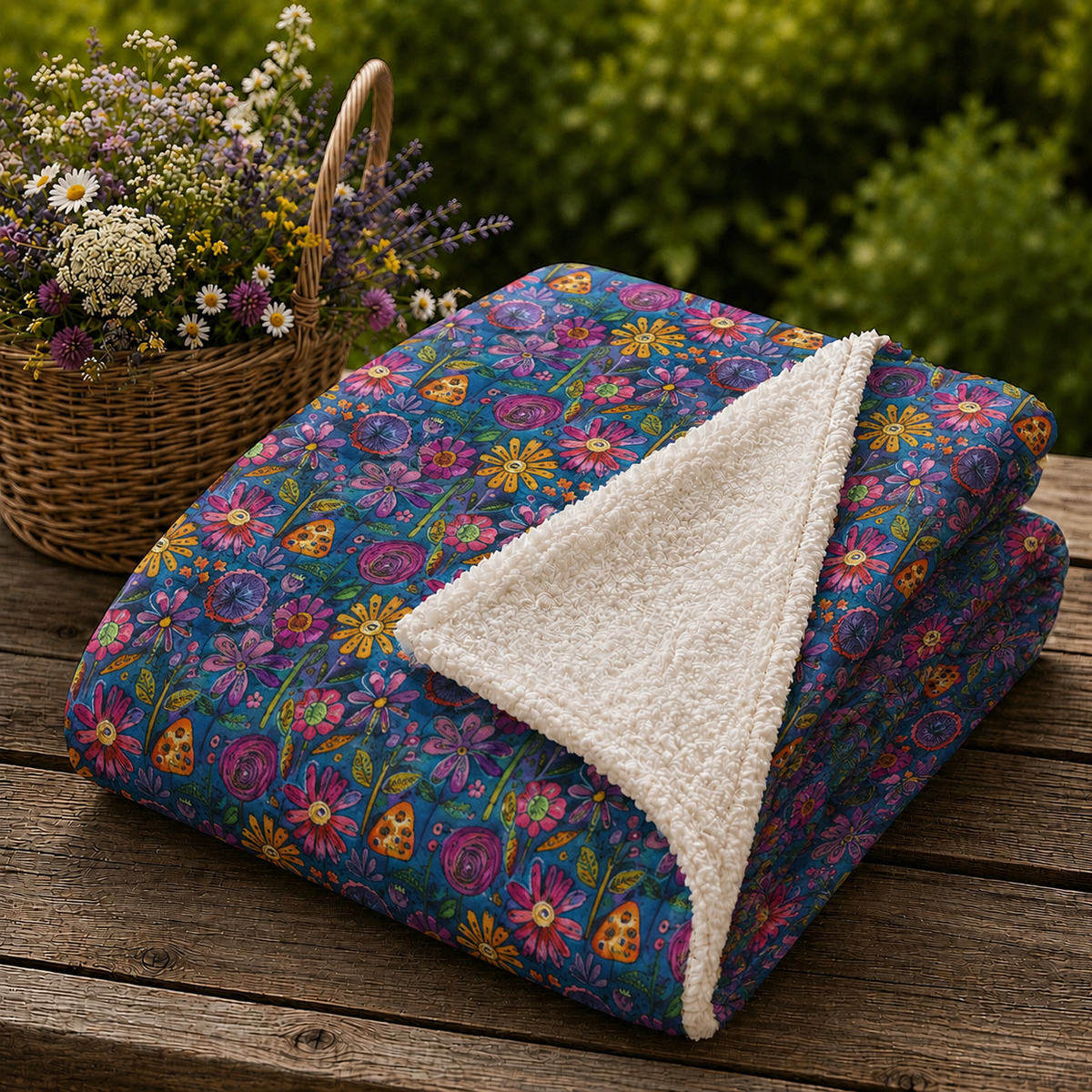 Lakeside Bloom Sherpa Throw