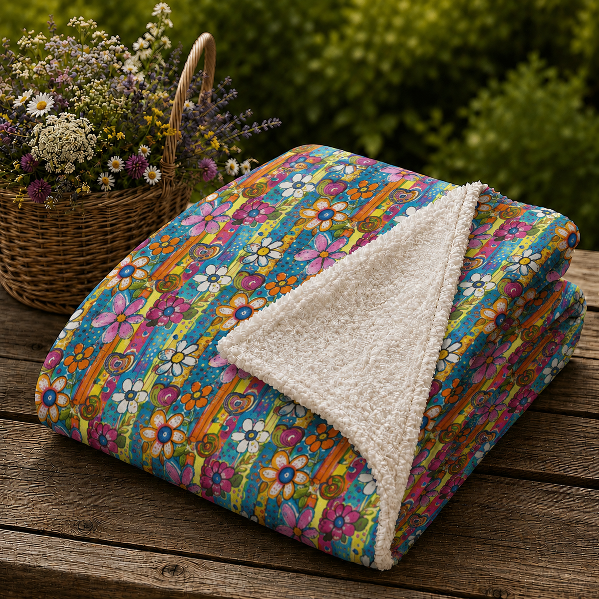 Painted Meadow Sherpa Throw