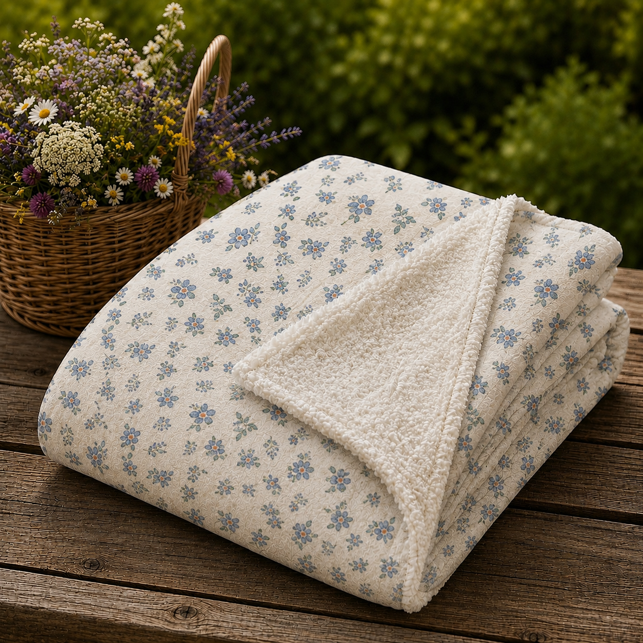 Forget-Me-Not Sherpa Throw