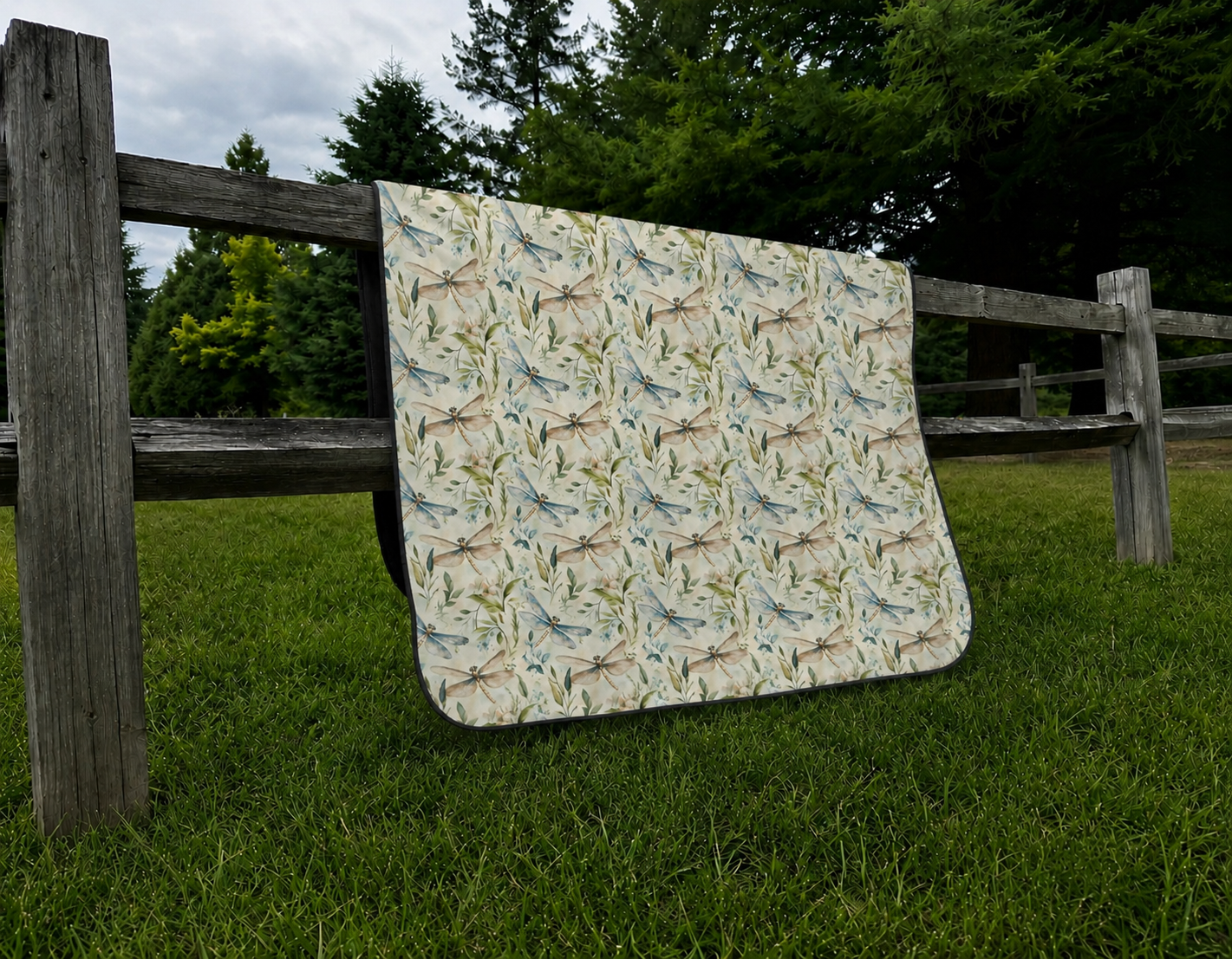 Watercolor Dragonfly Picnic Blanket