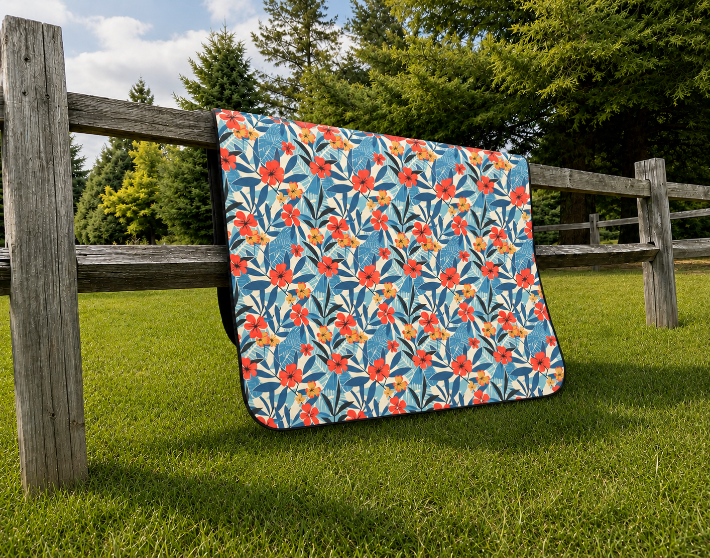 Tropical Hibiscus Picnic Blanket